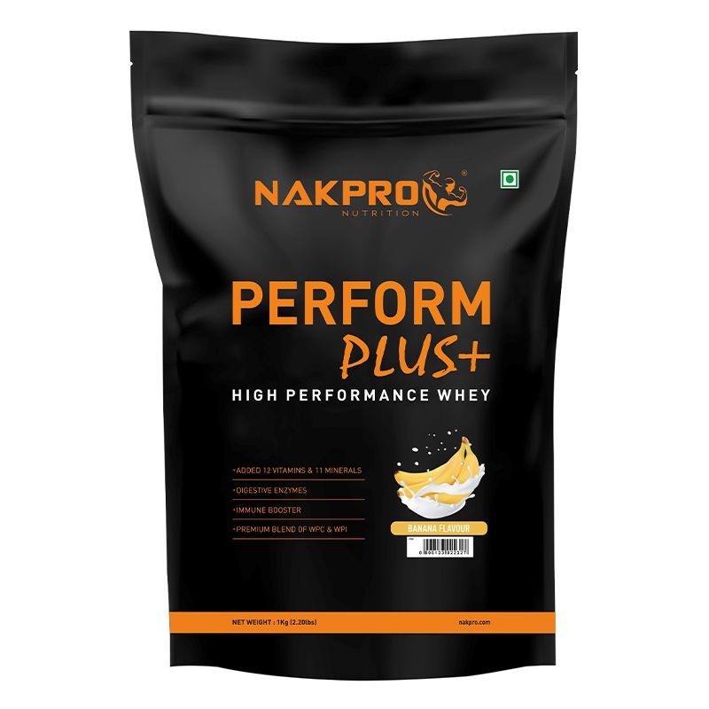 NAKPRO Perform Plus+ Premium Blend Whey Protein Concentrate & Whey Protein Isolate - Banana Flavour